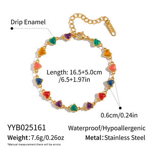 Retro-Schmucksets für Damen in Herzform aus emailliertem Edelstahl, wasserdicht, goldfarben h5