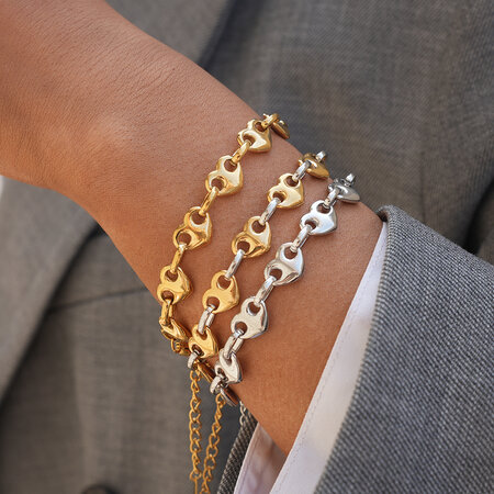 1 Piece Elegant Heart - shaped Chain Stainless Steel Waterproof Gold Color Women's Bracelets Sets