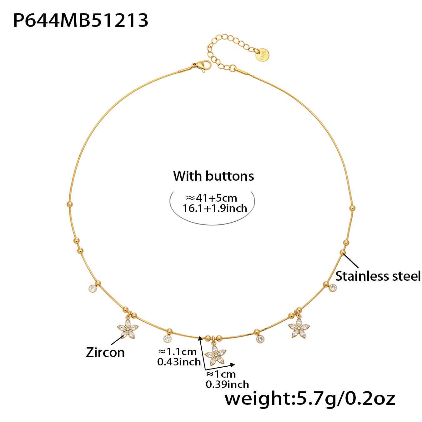 P644 - Gold Necklace 41+5Cm Picture3
