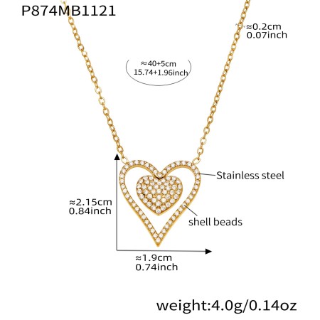 1 pezzo squisito cuore in acciaio inossidabile impermeabile color oro zircone collane con ciondolo da donna
