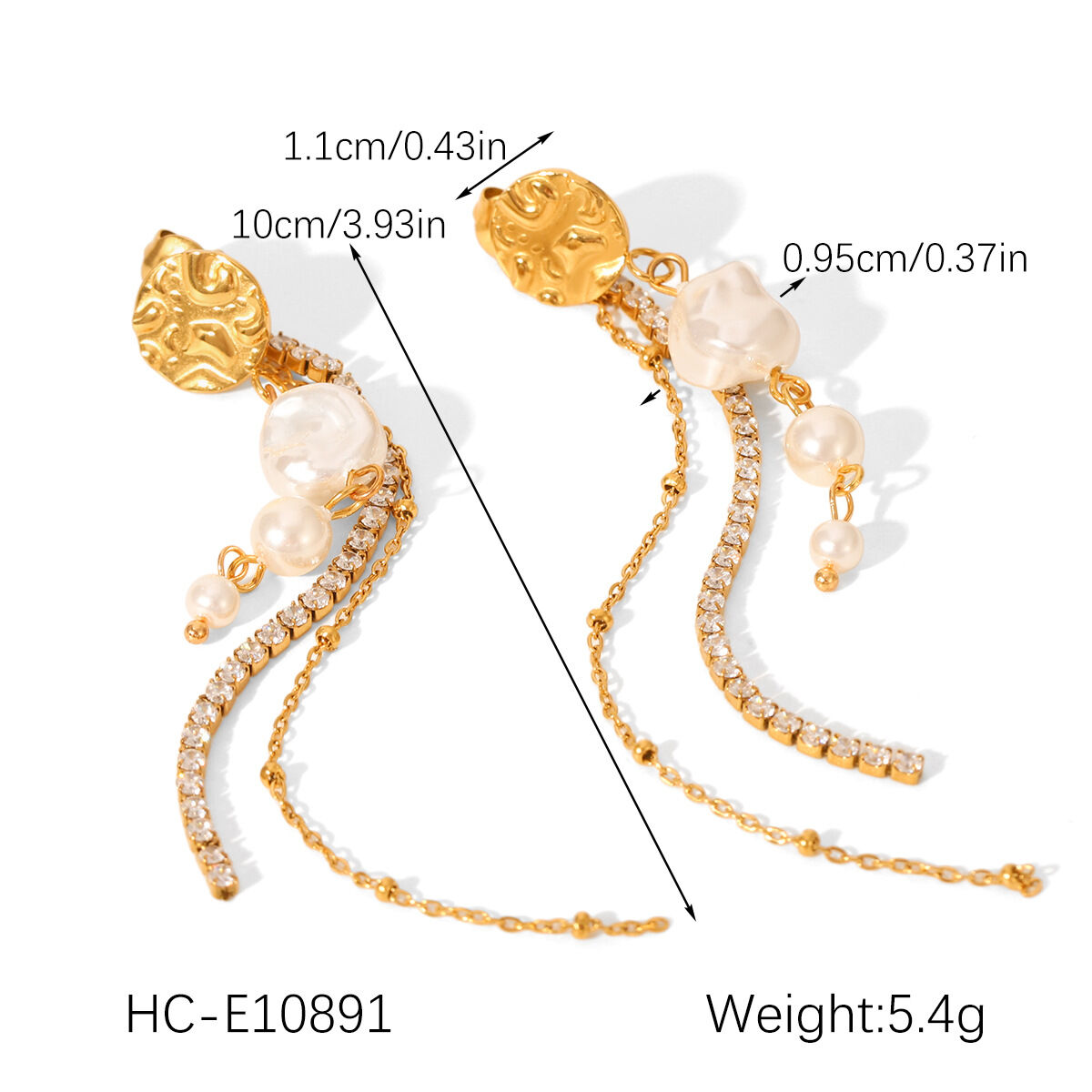 1 Pair Tassel Stainless Steel  Waterproof Anti - Tarnish Gold Color  Women's Beads Earrings Picture2