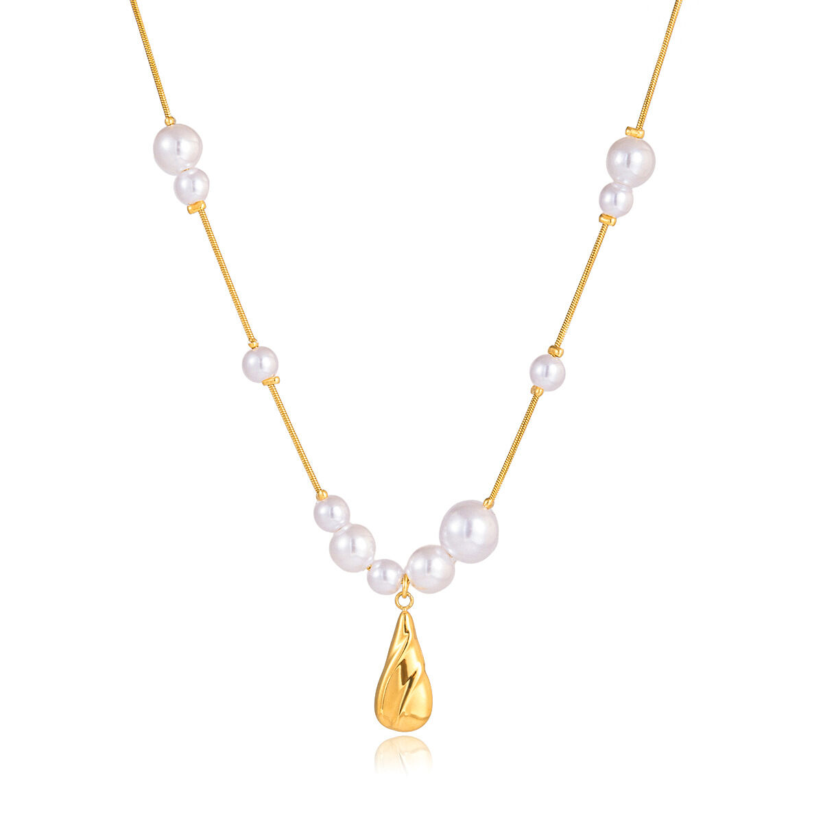 Gorgeous Droplet Stainless Steel Waterproof Gold Color Women's Pendant Necklaces 