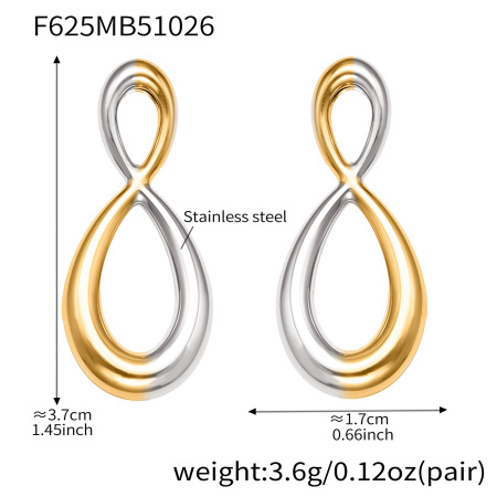 1 paio di orecchini a bottone da donna in acciaio inossidabile lucido Infinity color oro impermeabili