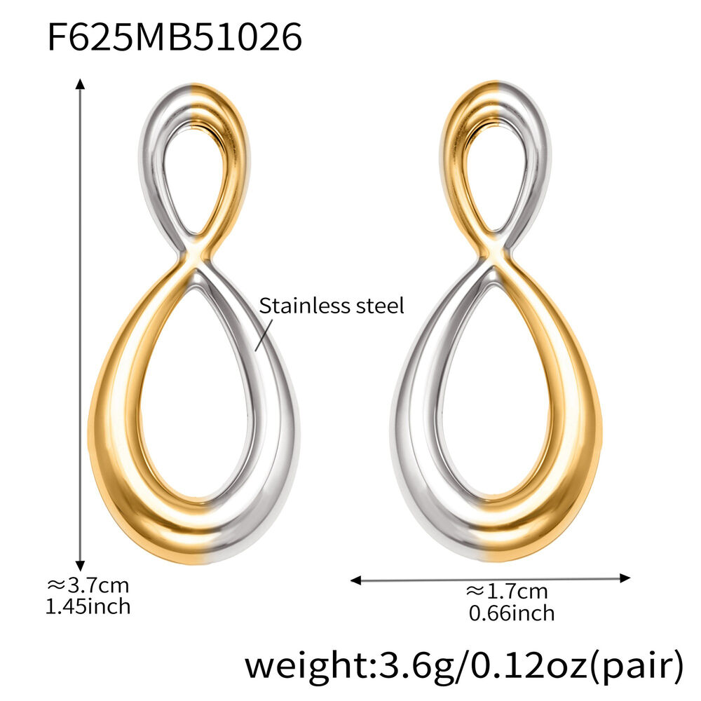 1 Pair Polished Infinity Stainless Steel Waterproof Gold Color Women's Stud Earrings