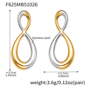 1 Pair Polished Infinity Stainless Steel Waterproof Gold Color Women's Stud Earrings h5