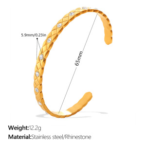 1 Piece Geometric Stainless Steel Waterproof Gold Color Cuff Bracelet h5 Picture2
