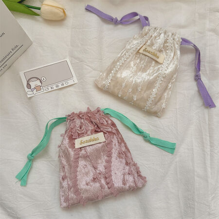Romantic Drawstring lace Velvet Storage Bag