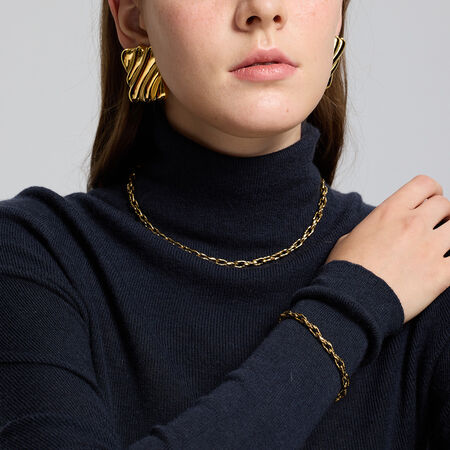 1 Piece Chain Stainless Steel Waterproof Anti - Tarnish Gold Color Women's Jewelry Sets