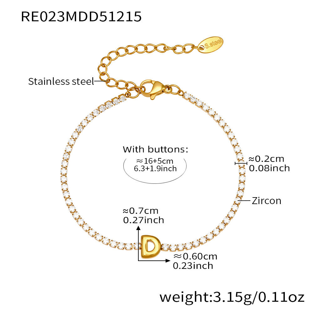 Re023-D Letter Gold Bracelet 16+5Cm Picture30