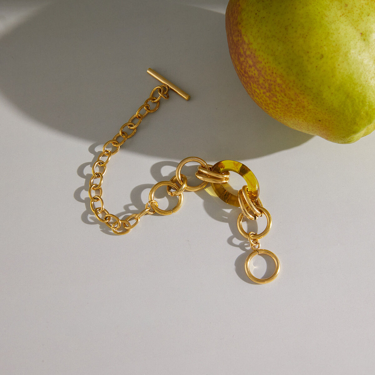 1 Piece Classic Resin Oval Stainless Steel Waterproof Gold Color Women's Chain Necklaces h5 Picture5