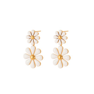 Elegant Daisy Irregular Shape Stainless Steel Waterproof Anti - Tarnish Gold Color Women's Earring Sets h5 Picture5