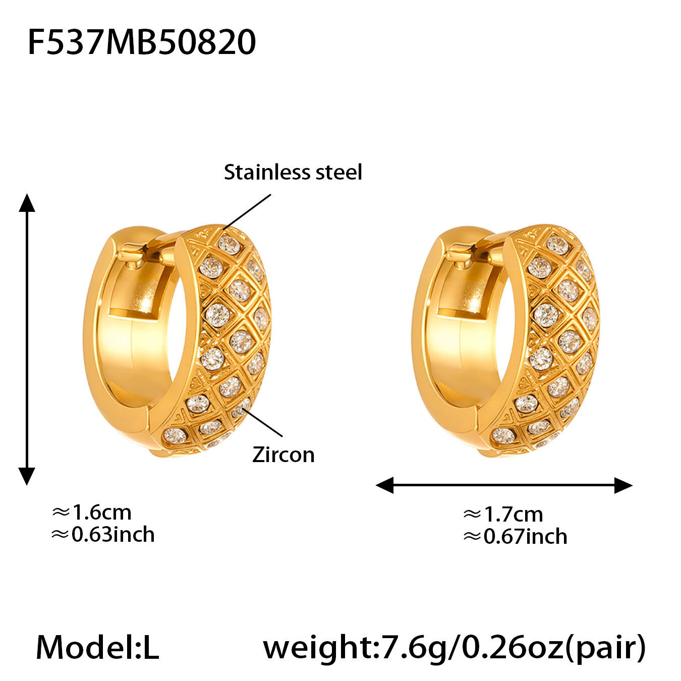 F537-Golden Zircon Earrings-L Picture25