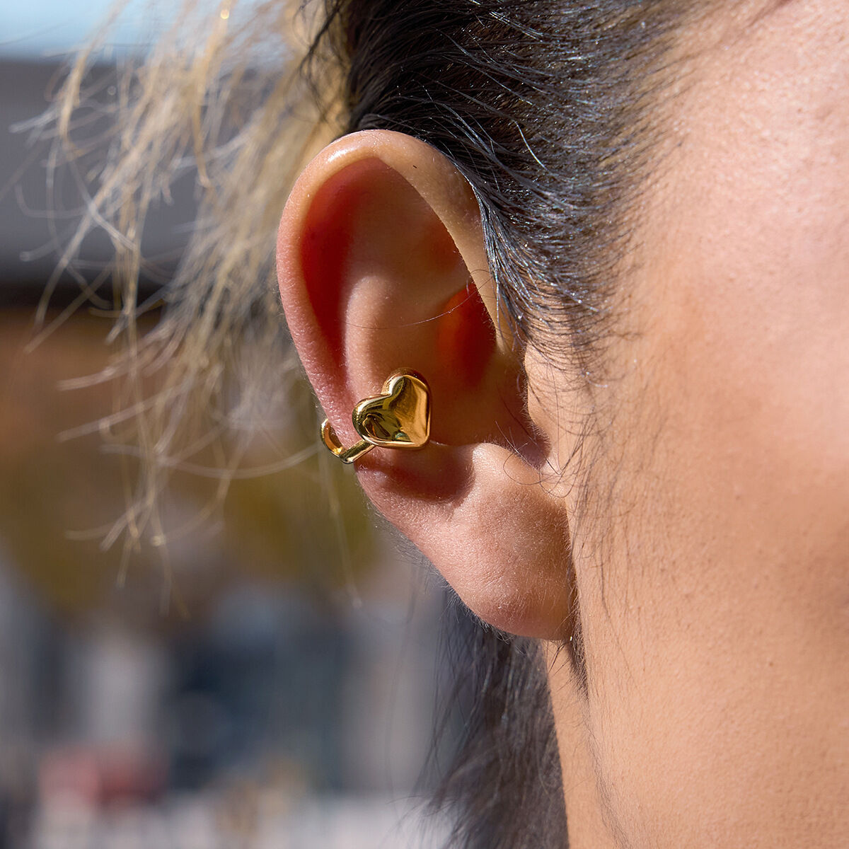 1 Pair Romantic Heart Stainless Steel Waterproof Gold Color Women's Ear Cuffs