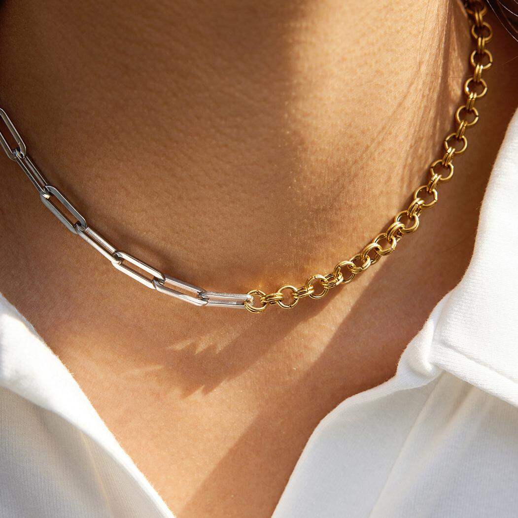 Colliers Minimalistes Pour Femmes, En Acier Inoxydable Imperméable, Coloris Or Et Argent