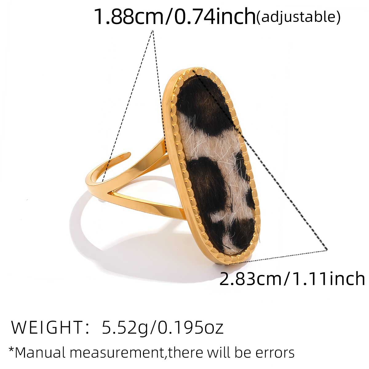 1 Piece Retro Leopard Print Stainless Steel Waterproof Gold Color Women‘s Statement Rings Picture2