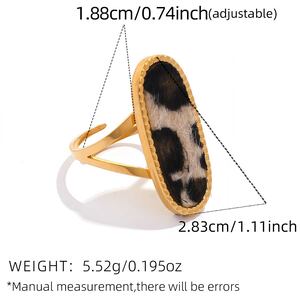 1 Piece Retro Leopard Print Stainless Steel Waterproof Gold Color Women‘s Statement Rings h5 Picture2