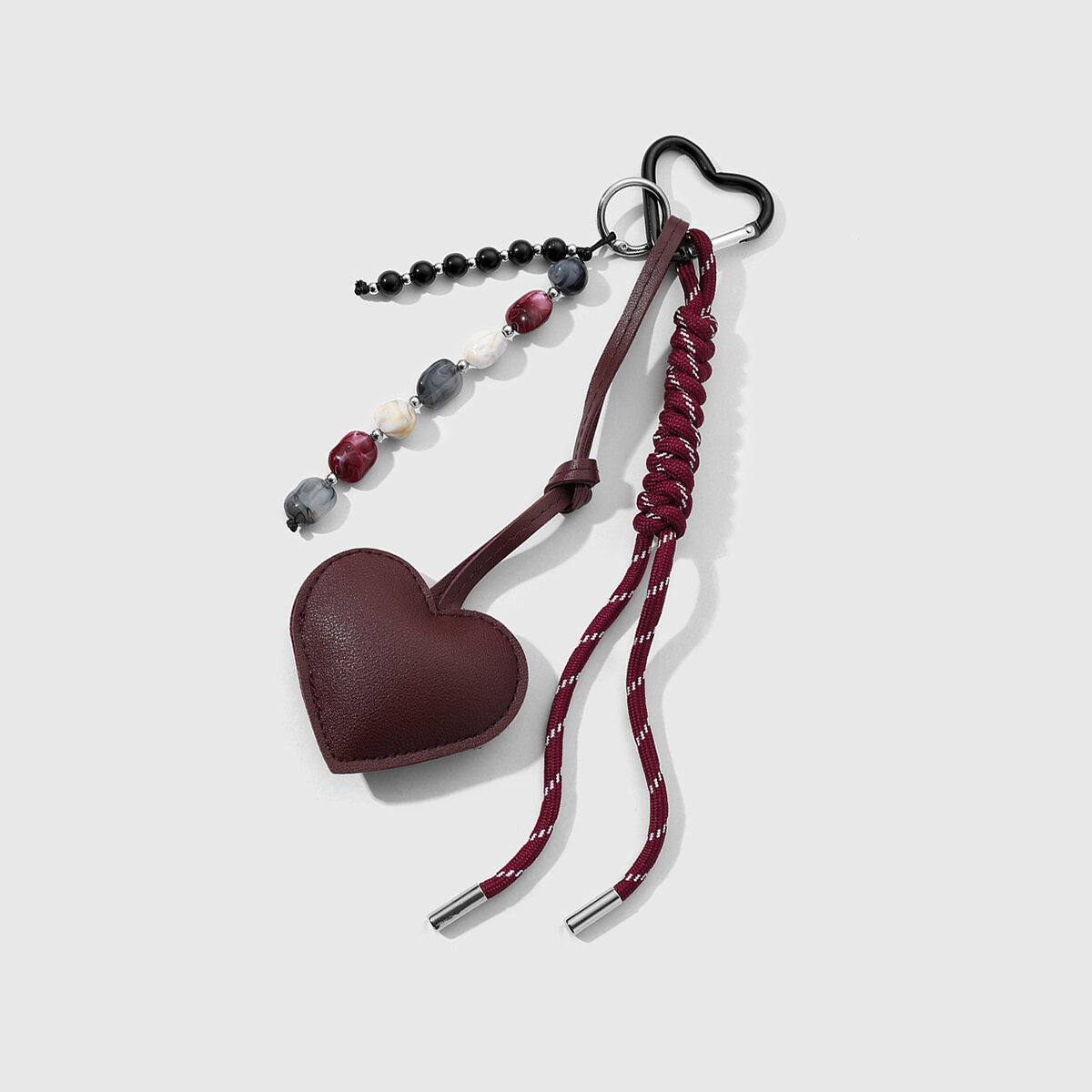Vintage Heart Beads Leather Women's Bag Charms Picture3