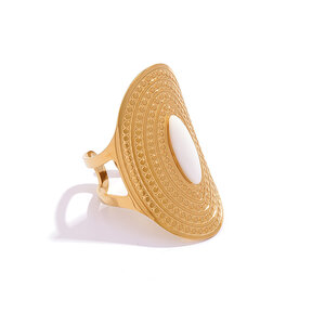 1 Stück gehämmertes, wasserfestes und anlaufgeschütztes Edelstahl-Statement-Ring in Goldfarbe für Damen h5