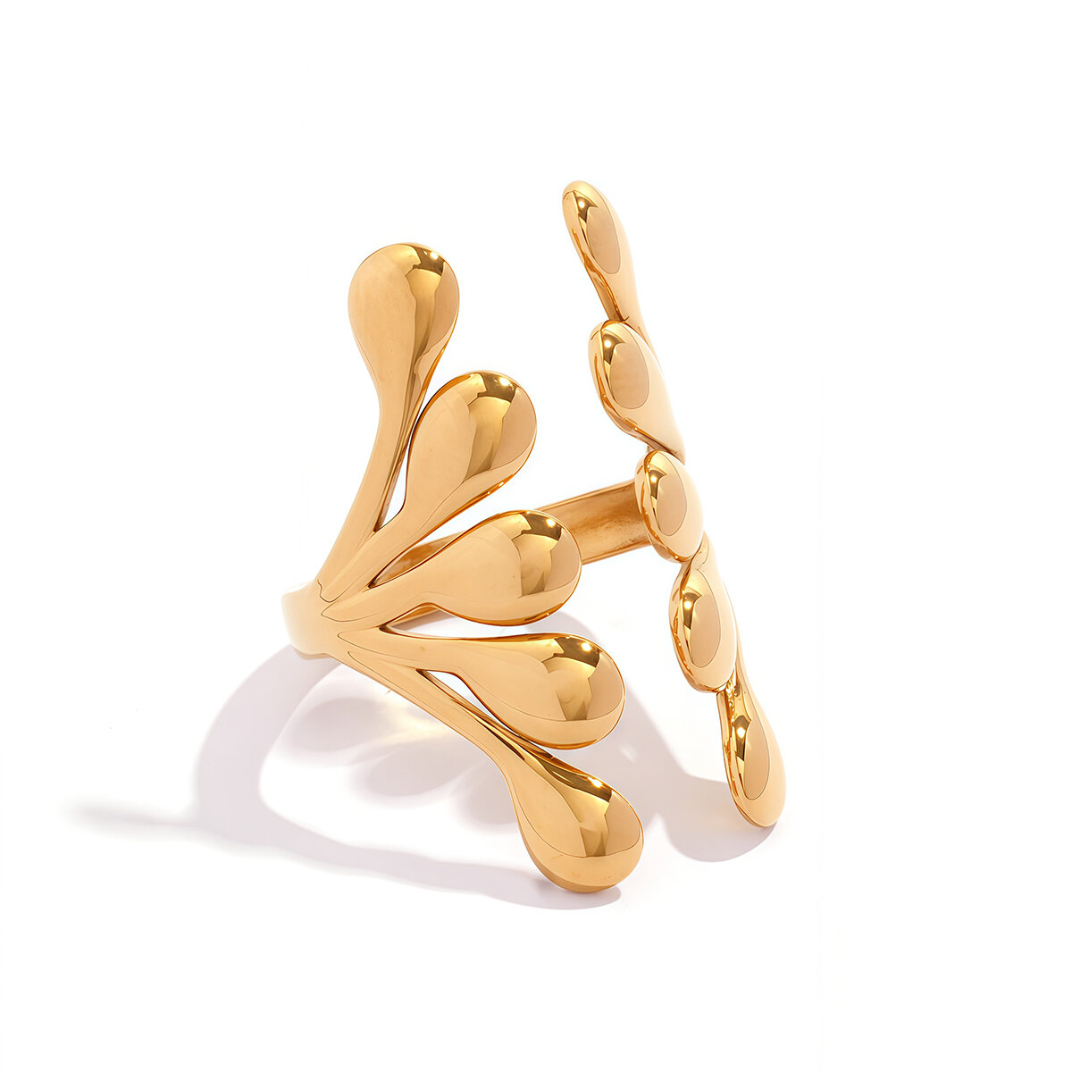 Simple Series Daily Irregular Shape Stainless Steel Waterproof   Gold Color  Statement Rings 