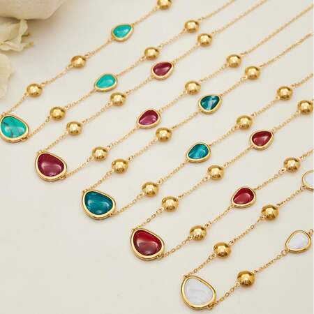 1 pezzo di collana con ciondolo da donna in acrilico color oro impermeabile in acciaio inossidabile dalla forma classica irregolare 2