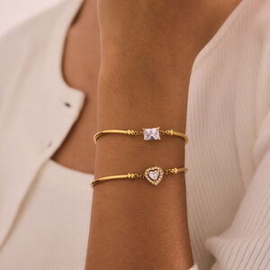 Braccialetti con ciondoli da donna color oro, in acciaio inossidabile con zirconi, impermeabili e anti-ossidazione h5 Immagine3