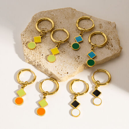 Geometric Figure Stainless Steel Waterproof&Anti-tarnish Gold Color Women's Drop Earrings