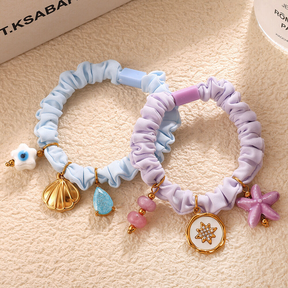 Colorful Bow Knot Stainless Steel Gold Color Shell Waterproof&Anti-tarnish Women's Scrunchies Picture4