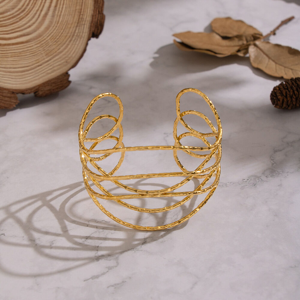 1 Stück Armband aus Edelstahl mit geschwungenen Linien, wasserdicht, goldfarben h5Bild3