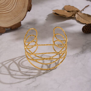 1 Stück Armband aus Edelstahl mit geschwungenen Linien, wasserdicht, goldfarben h5 Bild3