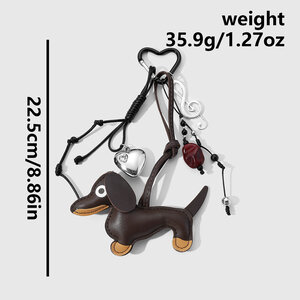 Cute Dachshund Heart Leather Women's Bag Charms h5 Picture6