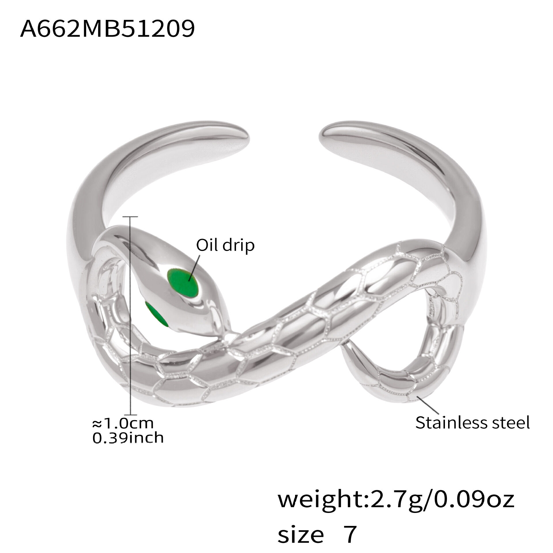 A662 - Steel Green Eye Ring Picture7