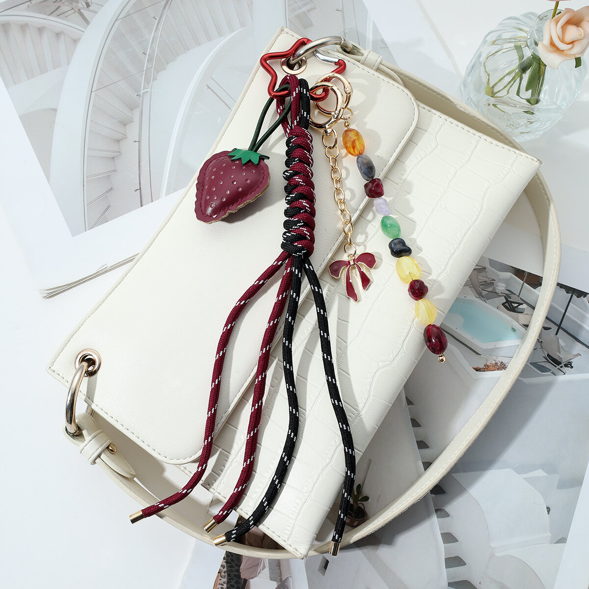Sweet Bow Knot Strawberry Polyester Women's Bag Charms Picture4