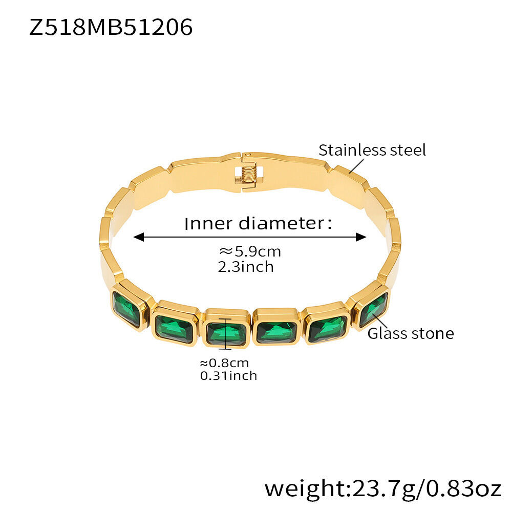 Z518 - Golden Green Glass Bangle Picture5