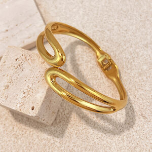 1 Piece Hollowed-out Stainless Steel Waterproof Gold Color Cuff Bracelet h5 Picture3