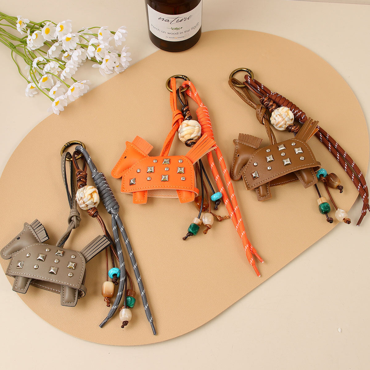 Simple Series Retro Rivet - adorned Pony PU Women's Bag Charms