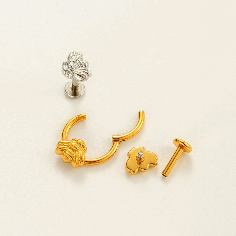 Dainty Bee Stainless Steel Gold Color Waterproof&Anti-tarnish Women's Piercing Earrings h5 Picture3