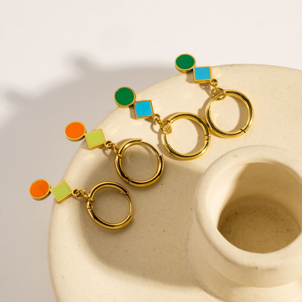 Geometric Figure Stainless Steel Waterproof&Anti-tarnish Gold Color Women's Drop Earrings Picture3