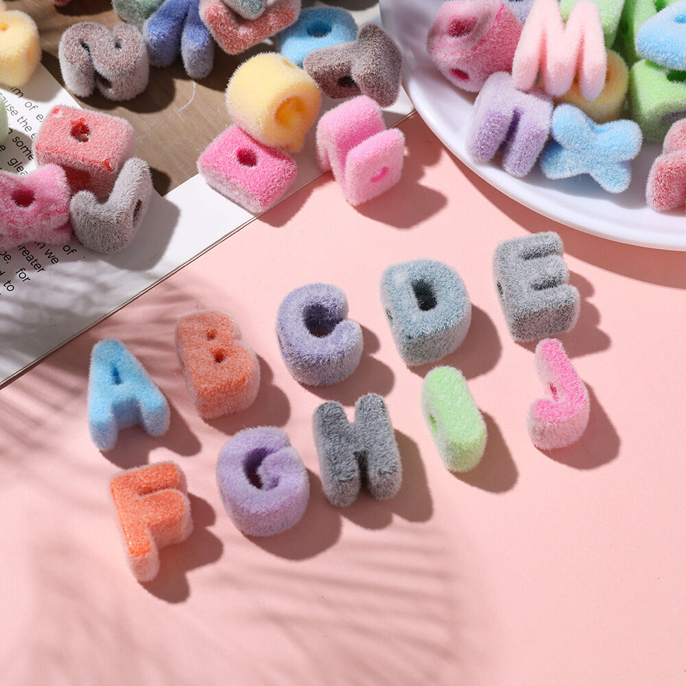 Flocking Letter Sweet Acrylic Jewelry Beads Picture3