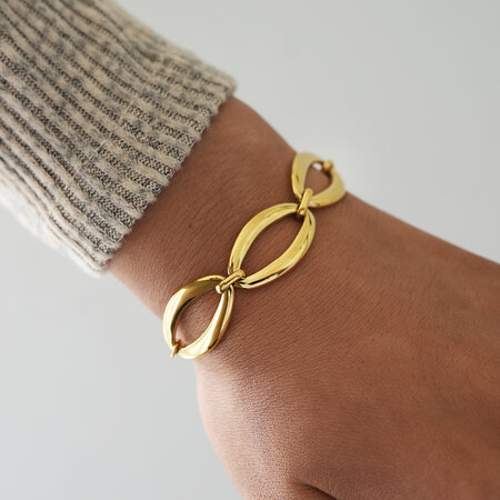 1 Piece Irregular Shape Join Stainless Steel Waterproof Anti-Tarnish Gold Color Women's Bracelets Sets