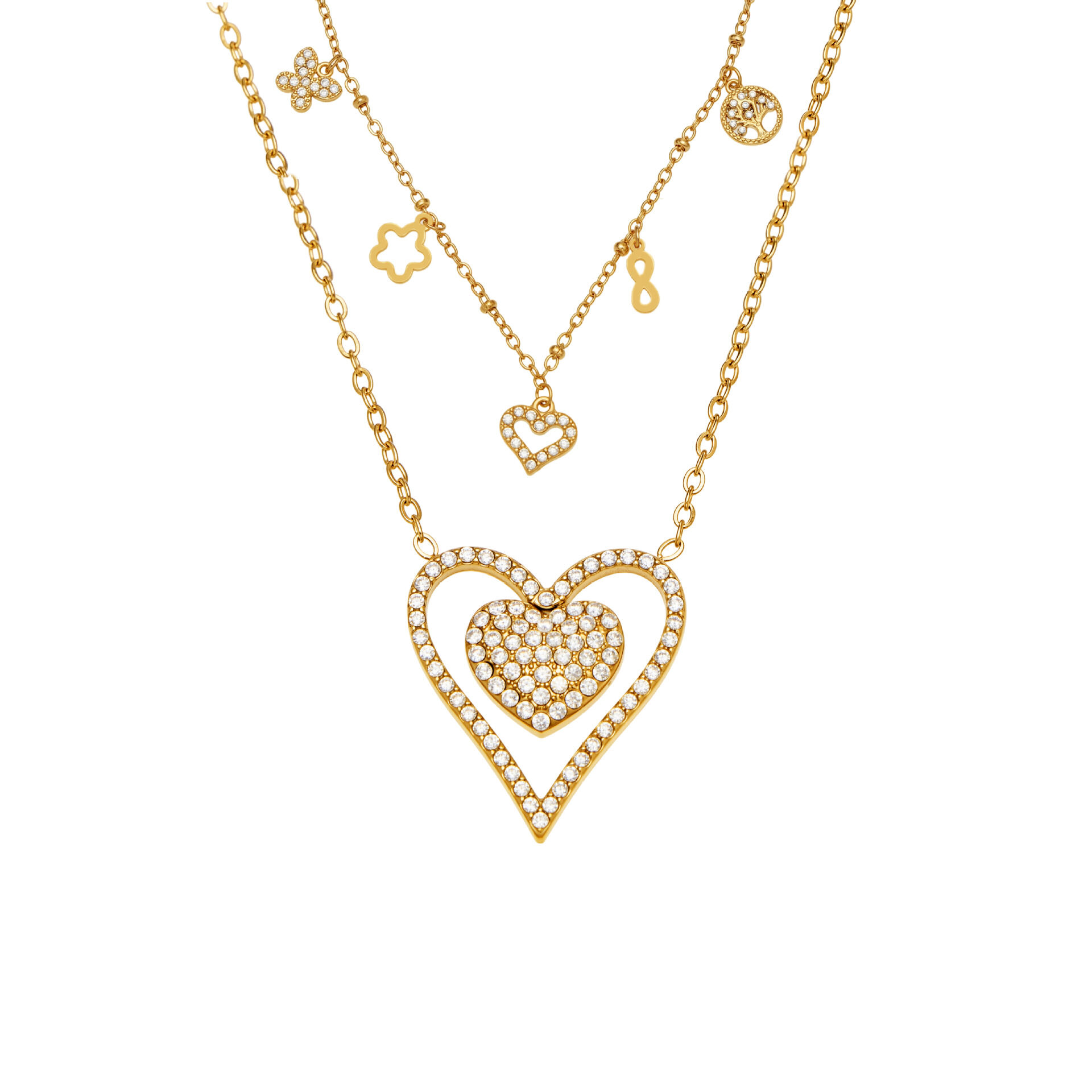 1 Piece Exquisite Heart Stainless Steel Waterproof Gold Color Zircon Women's Pendant Necklaces h5 Picture5