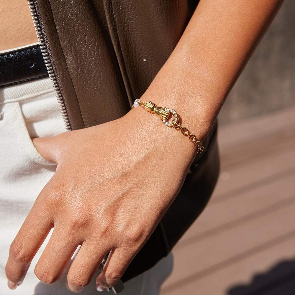 1 Piece Luxurious Series Elegant Hand Stainless Steel Waterproof Gold Color Women's Chain Bracelets Picture6