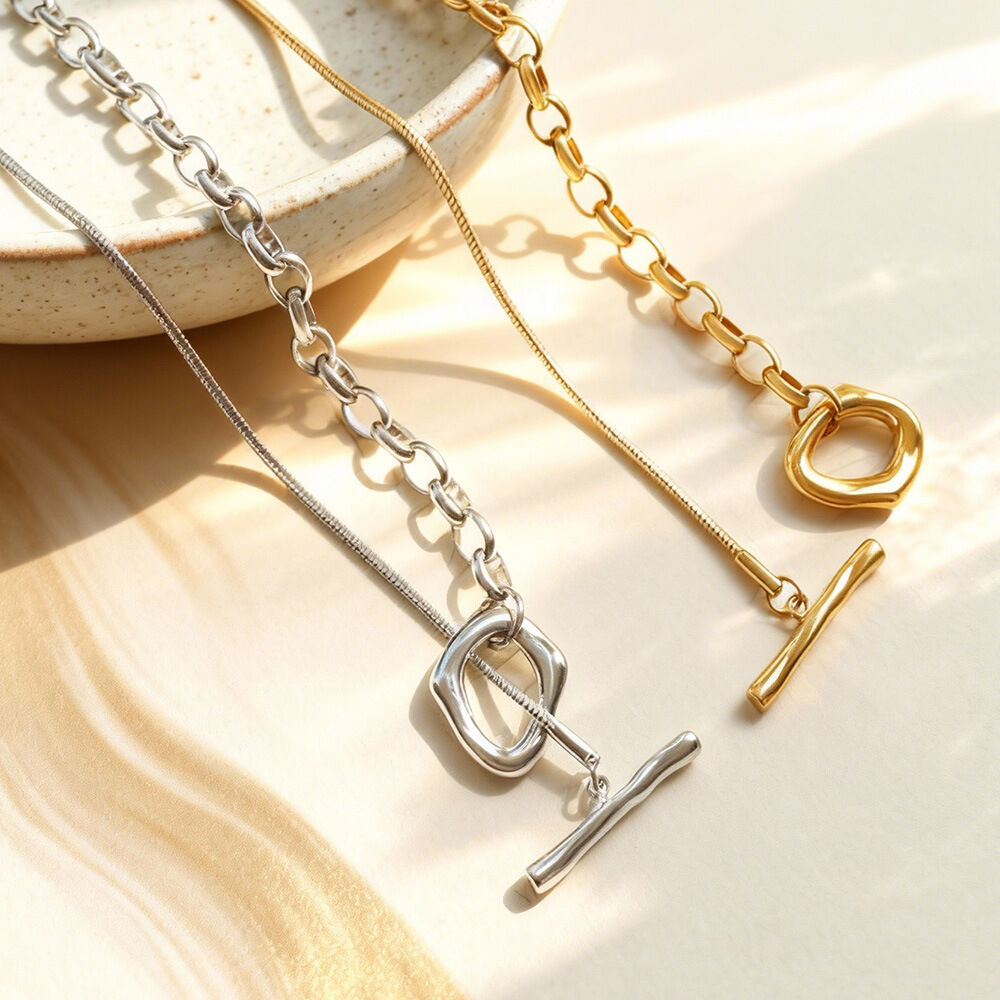1 Piece Minimalist Chain Titanium Steel Gold Color Women's Long Necklaces Picture3