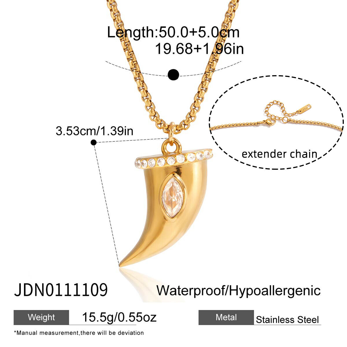 Bold Chili Shape Stainless Steel Waterproof Gold Color Zircon Women's Pendant Necklaces Picture2