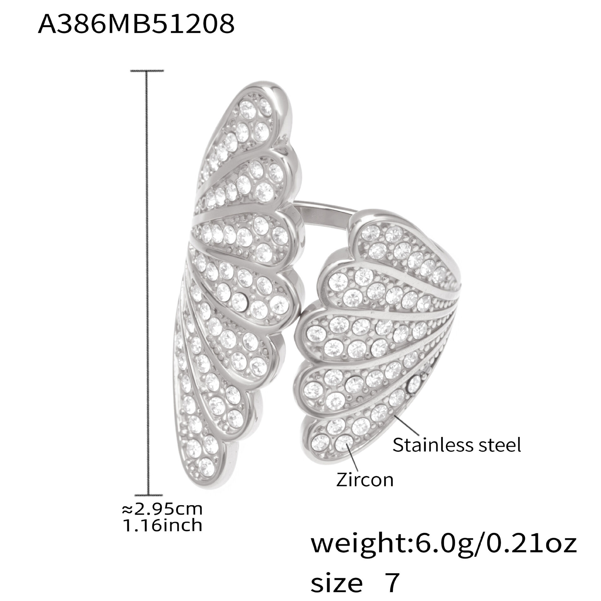 A386 - Steel-Colored Zircon Ring Picture2