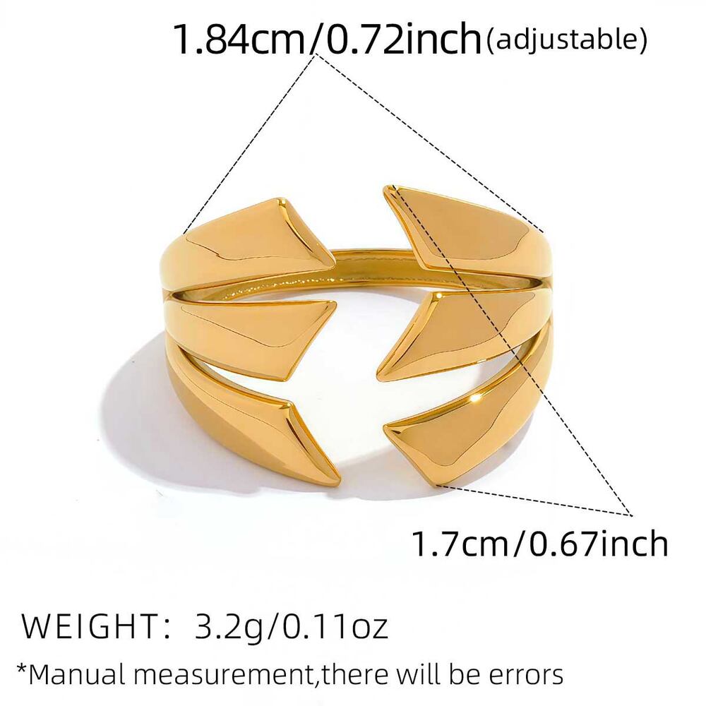 Daily Irregular Shape Stainless Steel Waterproof Gold Color Statement Rings Picture2