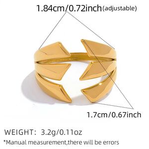 Daily Irregular Shape Stainless Steel Waterproof Gold Color Statement Rings h5 Picture2
