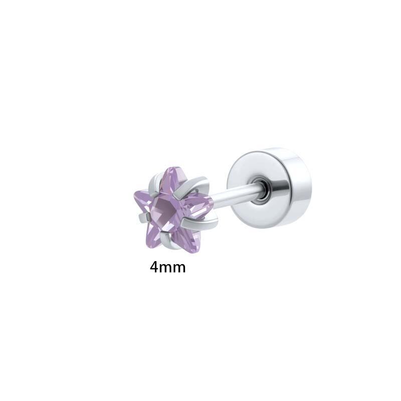 Sweet Star Stainless Steel Waterproof Zircon Women's Piercing Earrings h5Picture2