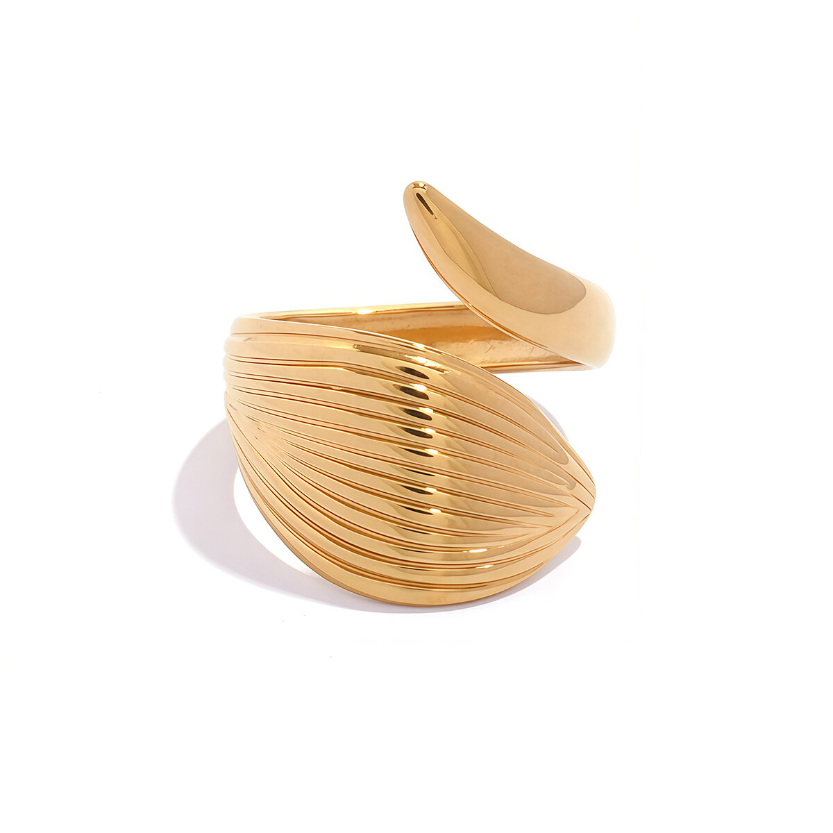 Irregular Shape Stainless Steel Waterproof   Gold Color  Women's Statement Rings h5 