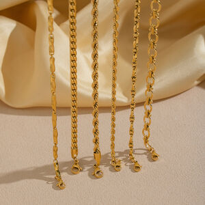 1 Piece Chain Stainless Steel Waterproof Gold Color Chain Necklace h5 Picture2