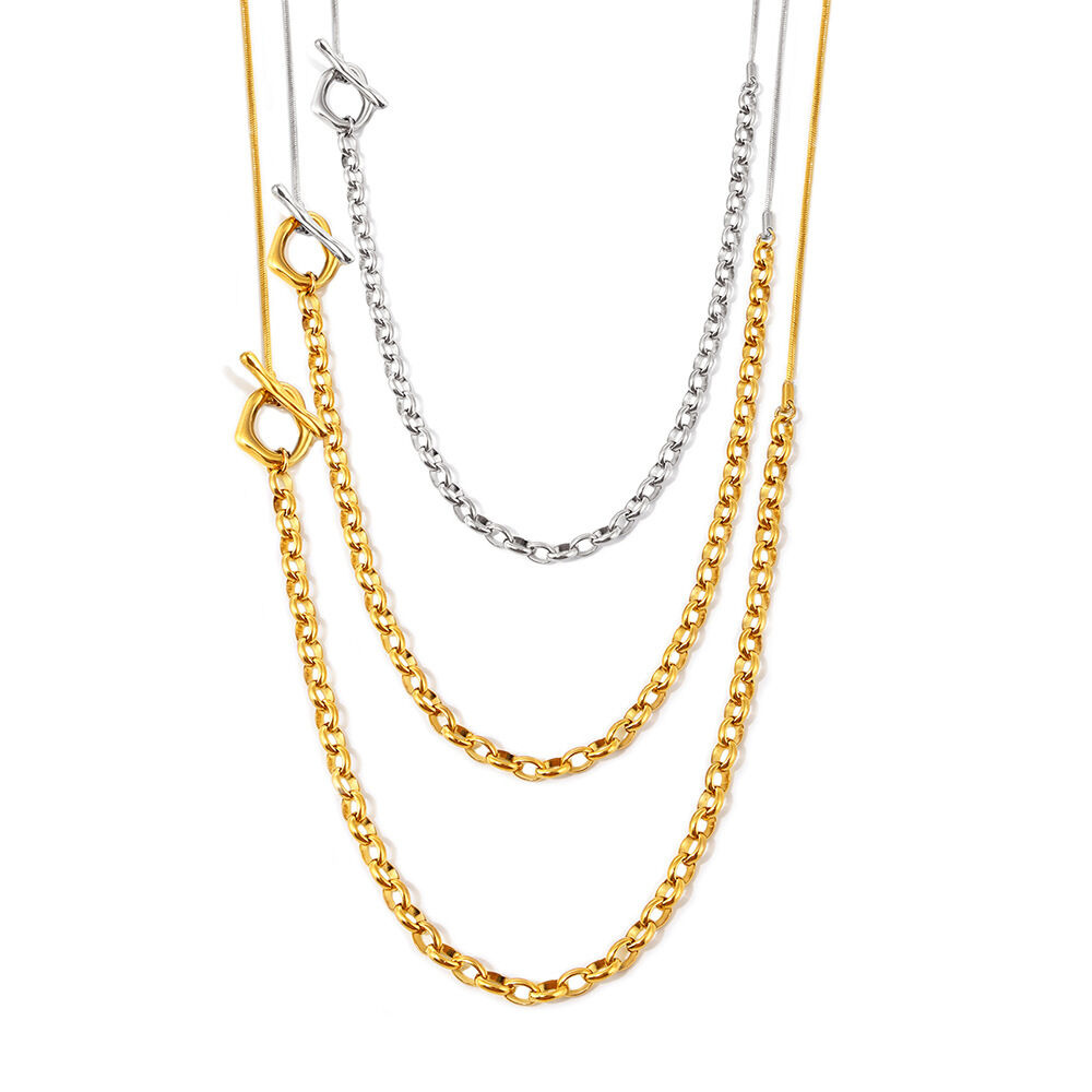 1 Piece Minimalist Chain Titanium Steel Gold Color Women's Long Necklaces h5 Picture4
